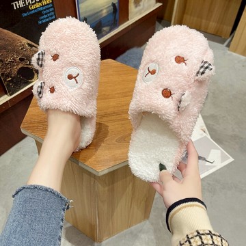 粉嘟嘟小皮豬毛茸茸拖鞋女家居室內秋冬棉拖鞋軟底防滑臥室鞋