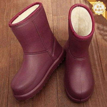 【加絨保暖防滑】棉雨鞋 水靴 雨靴 防水鞋 套鞋 廚房鞋 洗車鞋 EVA一體成型 中筒設計 加厚內裡 冬季防寒必備