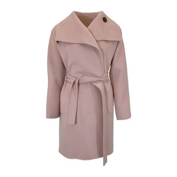 YLZ粉色羊毛翻領大衣