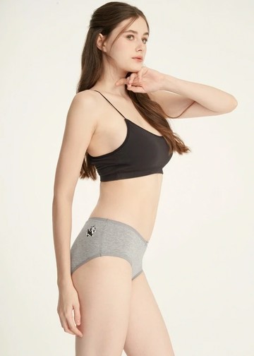 迪士尼貓狗系列．花邊高腰三角內褲(麻灰-開心費加洛)