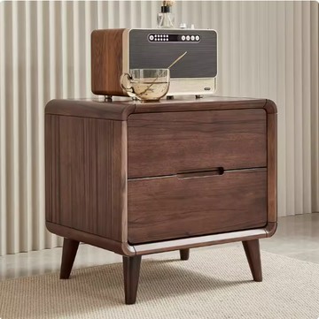 床頭櫃 家用臥室簡約現代儲物櫃 黑胡桃木色床頭櫃2抽臥室儲物櫃
