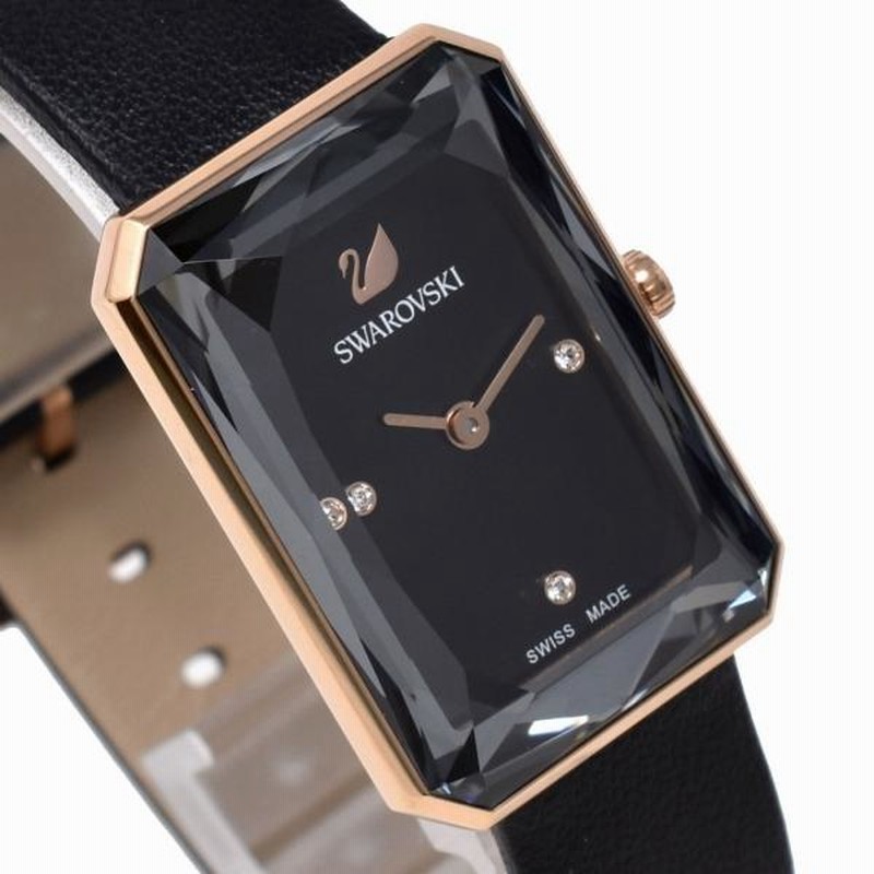 SWAROVSKI 腕時計 ゴールド ブラック ブラックウォッチ、ブラックダイヤルウォッチ メンズ