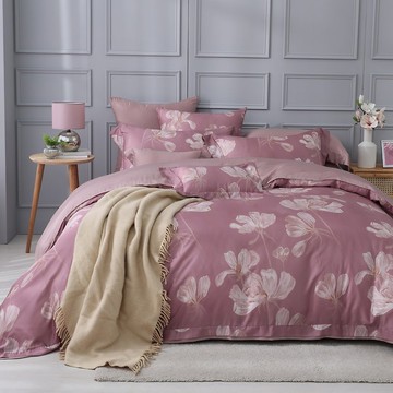 80支萊賽爾天絲/台規歐規床包枕套薄被套兩用被套/豆沙煙花