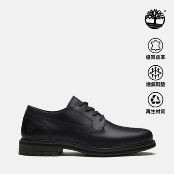 Timberland 男款黑色皮革休閒鞋|A2Q7GW02