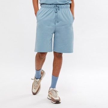 Hang Ten- 毛圈布後口袋刺繡抽繩短褲-男(粉藍)