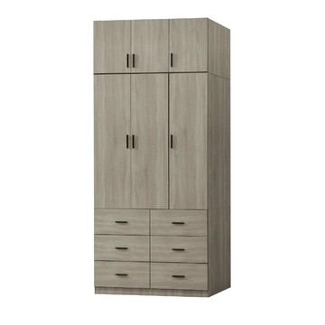 ASSARI-金碧4尺雙吊六抽加高衣櫃(寬120x深58x高248cm)