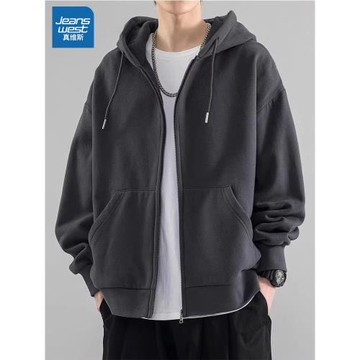 真維斯開衫衛衣男款外套秋冬款加絨加厚夾克春秋寬松重磅休閑上衣