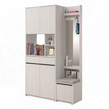 文創集 哈娜4尺四門鏡面座鞋隔間櫃/玄關櫃組合(二色可選)-120x40x201cm免組