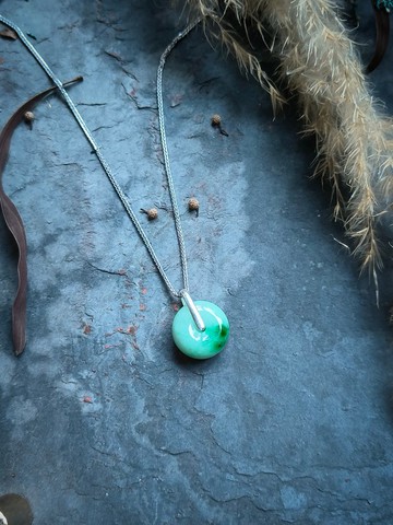 天然緬甸飄綠厚身平安扣吊墜