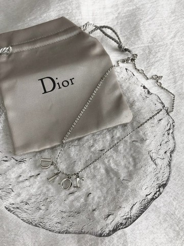 【日本直送 名牌中古包】Christian Dior 迪奧 項鍊 銀色 Logo 吊飾 vintage 古董 mbwcef