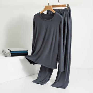 莫代爾家居服套裝男春夏大碼寬松長袖睡衣休閑薄款秋衣秋褲兩件套