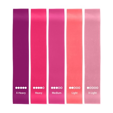 小麥購物 L740 深蹲阻力帶 5件套  淺粉色 + 西瓜粉 + 玫紅色 + 紫紅色 + 深紫色  1組  60 x 5cm