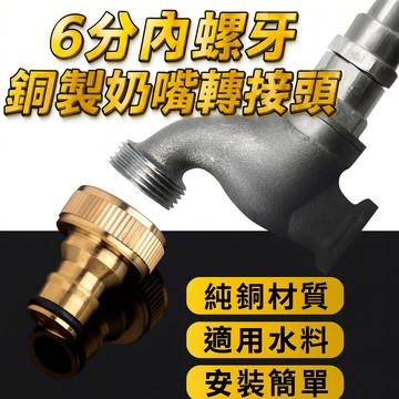 6分內螺牙 銅製奶嘴轉接頭  水料 水槍配件 水管 水龍頭