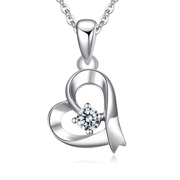 浪漫真心．0.1克拉．925純銀項鍊｜客製刻字