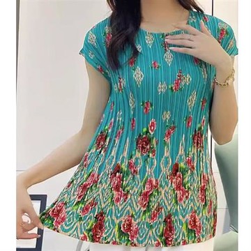 【KEITH-WILL歐風】現貨韓國亞麻玫瑰芳香三宅風壓褶上衣(壓褶/中大尺碼/修身/輕薄/小香風)