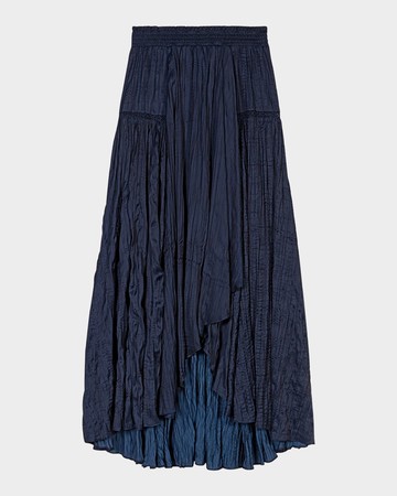 Japri Pleated Satin-Effect Skirt