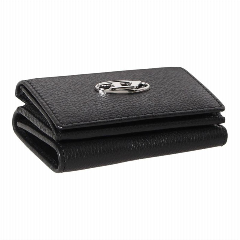 ○★新品未使用　DIESEL　X09656　P0178　クロコ　三つ折り財布　黒 DIESEL 三つ折り財布 ブラック クロコ レザー ディーゼル 財布