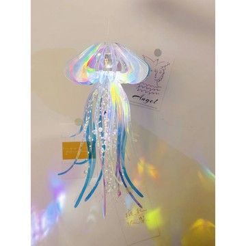 情侶手工禮物 diy禮物 星河水母灯风铃小夜灯手工diy材料包炫彩亚克力送女朋友闺蜜礼物 燈 小夜燈 風鈴 送閨蜜的禮物