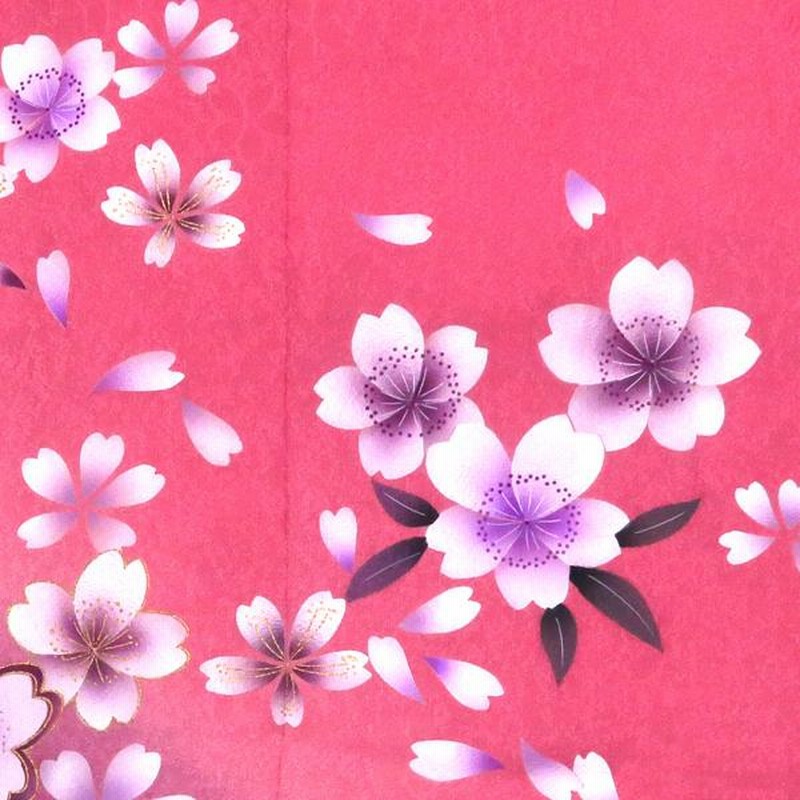 振袖 正絹 ピンク紫花模様 お仕立て上がり 長襦袢付き2点セット lf100
