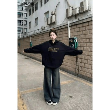 【羊城故事】 連帽上衣 連帽大學T 黑色帽t 長版帽t 刷毛帽t 正韓帽t 女生長袖 灰色大學t 寬鬆帽t 秋冬女裝
