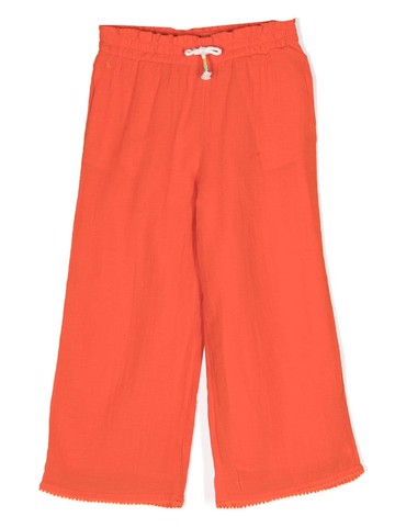 Ralph Lauren Kids - wide-leg cotton trousers - kids - Cotton/Cotton - 5 - Orange