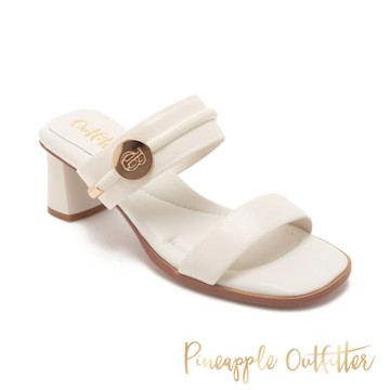 Pineapple Outfitter-品牌圓釦寬帶涼跟鞋 REUEL-白色