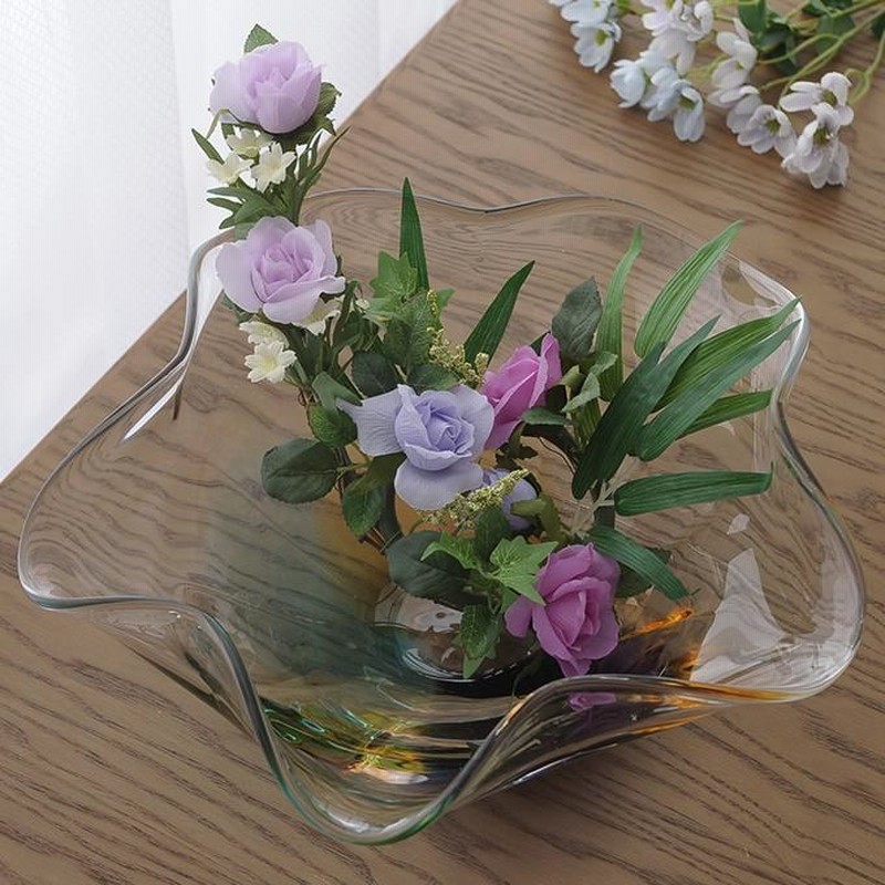 津軽びいどろ 生け花 花器 水盤 地球のゆがみ ガラス水盤 高級