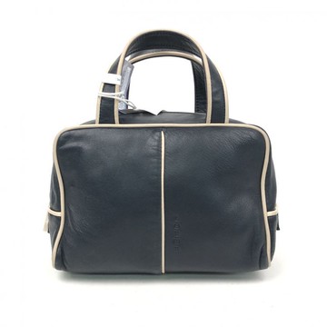 loewe藍色羊皮撞色滾邊手提包