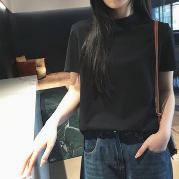 【米婭~輕奢 1-5天出貨】正韓代購 高支平紋棉  一體立裁後中縫線圓領t恤  2早春新款女