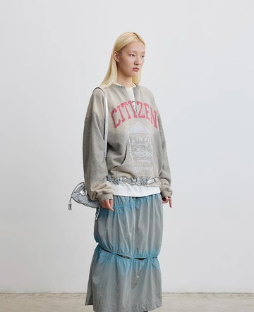 Faded- Effect Hooded Jacket 標識造型短衛衣