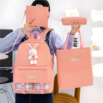 超值四件套書包女小學生可愛兔子少女背包高中生初中生森系雙肩包
