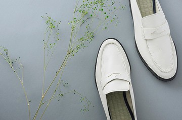 放鬆鞋款 日製榻榻米 樂福拖鞋 牛革 皮革 白色