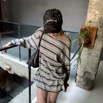 ISA_條紋選擇題 unisex系列厚磅棉寬鬆上衣_59022