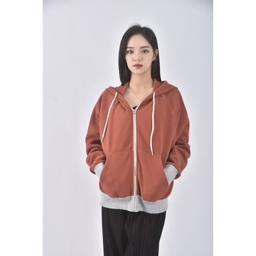 (M) 質感連帽橘色外套二手衣