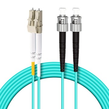 Neon 台灣霓虹 電信級LC-ST多模10G雙芯OM3光纖跳線  1個  湖水藍  1m