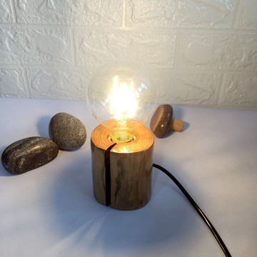 創意實木小臺燈極簡民宿復古原木手工酒吧燈具書房臥室客廳裝飾燈