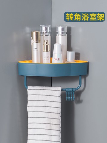 衛生間置物架壁掛浴室置物架免打孔廁所吸壁式吸盤衛浴收納三角架