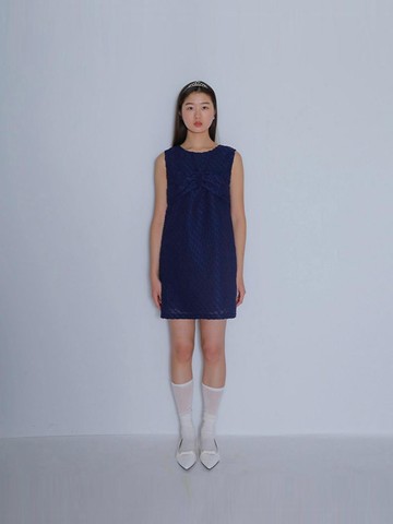 Twist Structured Mini Dress [Navy]