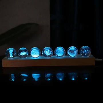 免運費🚀簡約現代太陽系水晶球 生日禮物 星空玻璃擺件 桌面夜燈 男生女生節日禮物 送朋友禮物 生日禮物🔥XBH