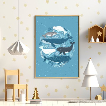 海底精靈 • 鯨魚-手繪可愛鯨魚插畫/藍色鯨魚/兒童房/房間佈置