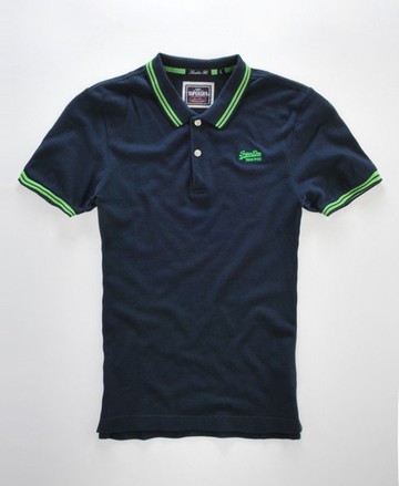 Superdry Men's Men's Tipped Collar Polo Navy / Lauren Navy / Fresh Lime - Size: S