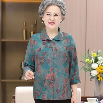 夏裝奶奶裝襯衫七分袖老太太上衣老人衣服中老年人媽媽裝洋氣薄款