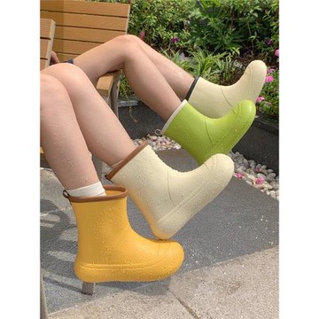 細細條 雨天室外休閑防滑防水親子雨靴四季通用時尚撞色雨鞋男女