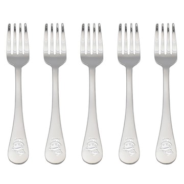 Willive 兒童兔子貓咪磨砂叉子 5入  銀  單品  5個