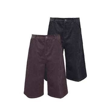 (免運)JCAESAR FLEECE CAPRI PANTS條紋燈芯絨七分褲A字版型 側口袋設計