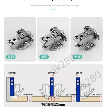🔥台灣出貨🔥125度骨骼線門專用36側板厚門板大角度鉸鏈全蓋格柵造型櫃門合頁嚴選