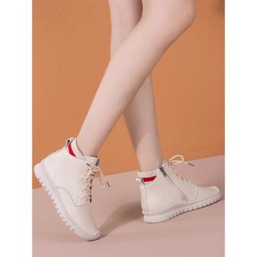 軟底短靴女秋冬2025新款真皮平底冬季加絨加厚女士棉鞋女鞋馬丁靴