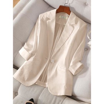 小西裝外套女夏季薄款七分袖休閑上衣氣質修身小個子女士短款西服