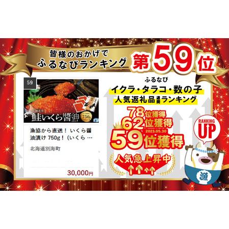 ふるさと納税 漁協から直送！ いくら醤油漬け 750g！ （ いくら イクラ 鮭卵  醤油漬け 北海道 野付 人気 ふるさと納税  ） 北海道別海町