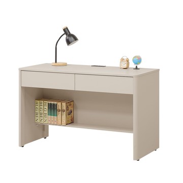 直人木業-UL莫蘭迪奶油風書桌122公分(附USB插座)